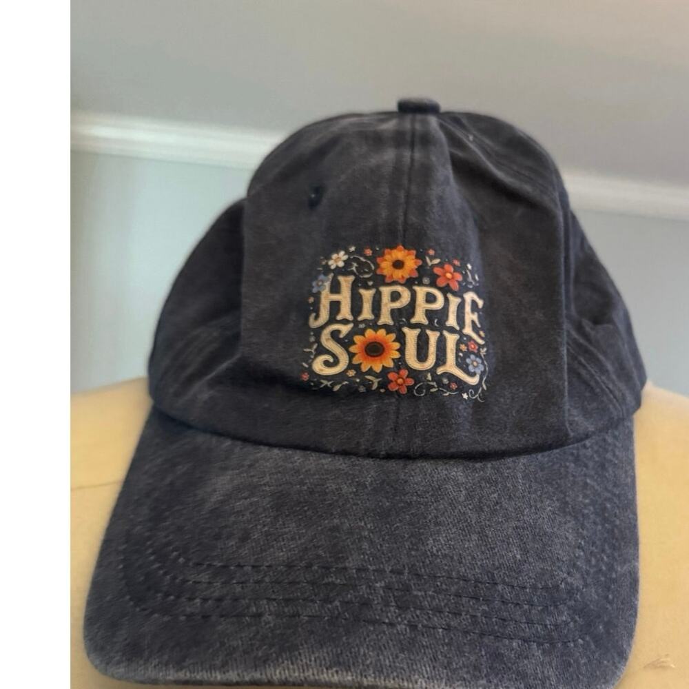 Hippie Soul Embroidered Vintage Washed Baseball Cap Navy Blue
NWT